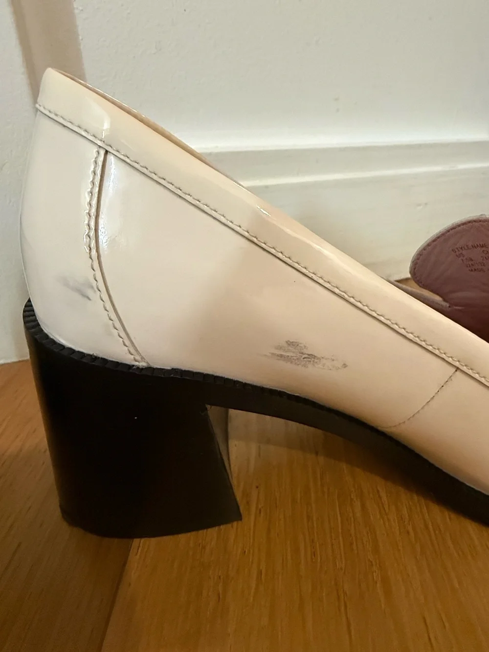 Kate Spade White Patent Leather Lori Heeled Loafer Pump size 7.5